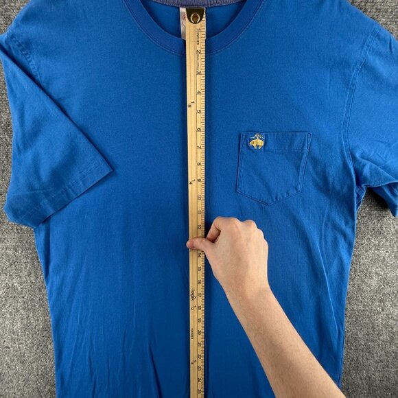 Brooks Brothers XL Blue Short Sleeve T Shirt Men Cotton Pocket Logo Adult - Picture 2 of 11